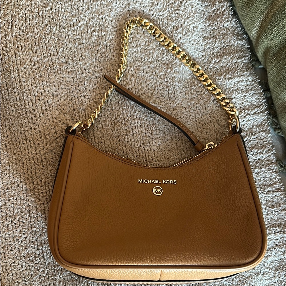 Michael Kors Tan Gold Chain Shoulder Bag